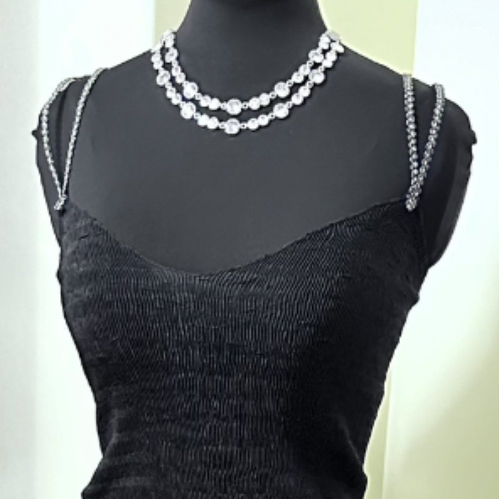 NWOT DOUBLE LAYER Sparkling Post Earrings and Necklace Set